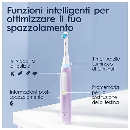 Oral-B Spazzolino Elettrico Ricaricabile iO 4N Lavanda, 1 Testina Di Ricambio, 1 Custodia Da Viaggio. 1 Spazzolino thumbnail 4