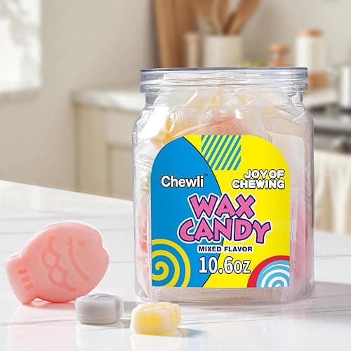 Chewli Wax Candy – Mixed Fruit Flavors, Various Styles, Individually Wrapped, Nostalgic Retro Party Gifts, Perfect for Playing Games &Various Gatherings, Canned, 10.6 oz thumbnail 3