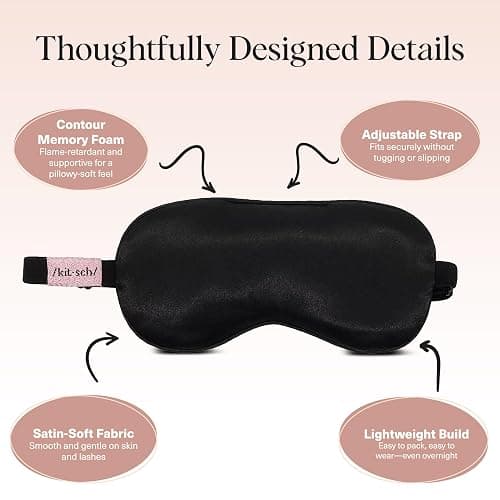 Kitsch Weighted Satin Sleep Mask - Weighted Eye Masks for Sleep and Travel - Lavender Ultra-Soft Sleeping Eye Mask for Women and Men - Light Blocking, Adjustable Strap, (4.1oz/116g) thumbnail 3