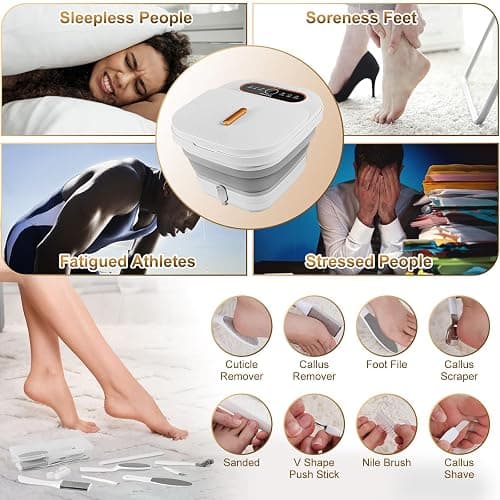 UNIFULL Collapsible Foot Spa Bath with Heat, Touch Screen, Remote Control, Massage Rollers, Timer, Bubble, Foot Pedicure Kit, Temperature Control Pedicure Foot Spa, Foot Bath thumbnail 6