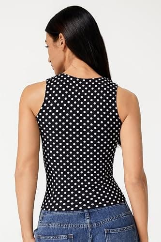 QINSEN Women's Square Neck Sleeveless Double-Layer Tank Tops Basic Tight T Shirts thumbnail 4