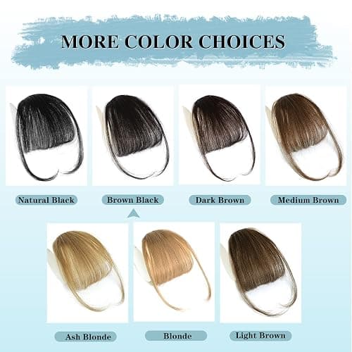 NAYOO Clip in Bangs - 100% Human Hair Wispy Bangs Clip in Hair Extensions, Brown Black Air Bangs Fringe with Temples Hairpieces for Women Curved Bangs for Daily Wear thumbnail 4