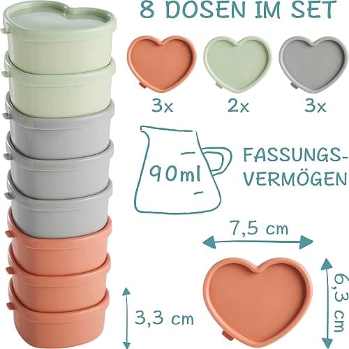 DAY - USEFUL EVERYDAY Vorratsdosen im 8er Set I Kleine Gefrierdosen zur Aufbewahrung von Lebensmitteln I Frischhaltedosen in Grau, Rosa & Türkis thumbnail 2
