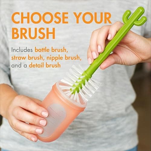 Boon Cacti Bottle Cleaning Brush Set - Includes Bottle Brush, Nipple Brush, Detail Brush, and Straw Brush - Baby Bottle Brush Set for Bottle Drying Rack - Baby Essentials - 4 Count thumbnail 5