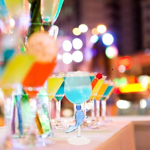 Amosfun Wine Glasses with a Carp Goblet Cocktail Juice Glass for Wedding Anniversary Christmas Party Favors - Sky-blue - 25x8cm thumbnail 5