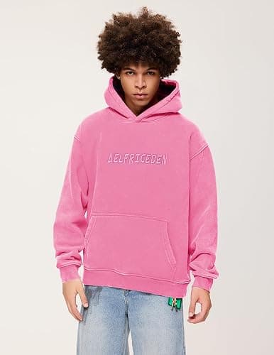 Aelfric Eden Hoodies Mens Acid Wash Hoodie Oversized Vintage Heavyweight Cotton Fleece Hooded Pullover Sweatshirt thumbnail 8
