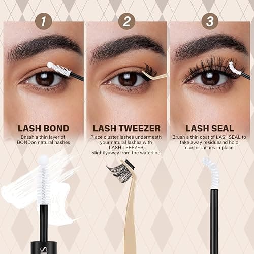 JMS&JMS Lash Clusters Kit Lash Extension Kit with Lash Bond and Seal Eyelash Applictor Lash Remover Eyelash Brush Lash Extension Kit for Beginner (MISS BELLA-8-18mix) thumbnail 5