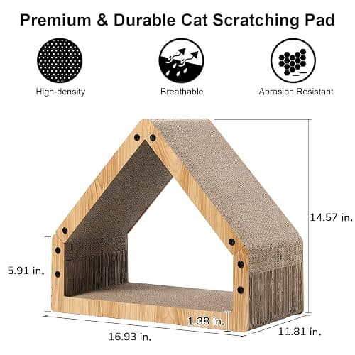 FUKUMARU Cat Scratcher House, Cozy Cardboard Design, Safe and Secure for Kittens, Eco-Friendly, 16.14 in Bevelled Surface, Maximum Load Capacity 22 Lbs thumbnail 2