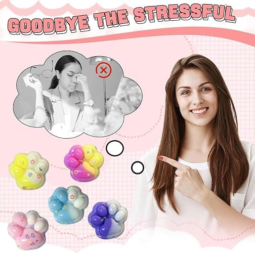 36Pcs Mini Cat Paw Squishies Squishy Toy,Colorful Cat Paw Fidget Toys,Cute Soft Stress Reliever Toys for Kids Adults Boys Girls Party Favors Classroom Prizes thumbnail 5
