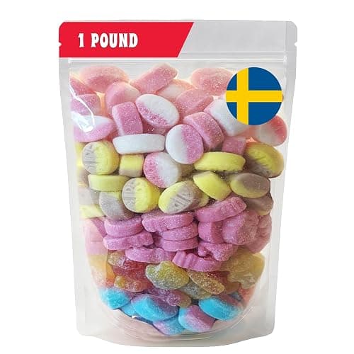 Bubs Swedish Candy Mix Mini – 1 lb Vegan & Gelatin Free Sweet & Sour Gummies | Assorted Skulls & Ovals | Banana/Toffee, Raspberry/Blueberry, Strawberry/Vanilla | Fresh Foam Candy From Sweden - Image 1