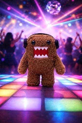 LICENSE 2 PLAY Domo Kun 6.5-Inch Plush – DJ Headphones Edition - Super-Soft Collectible Toy for Kids, Kidults & Nostalgic Fans thumbnail 2