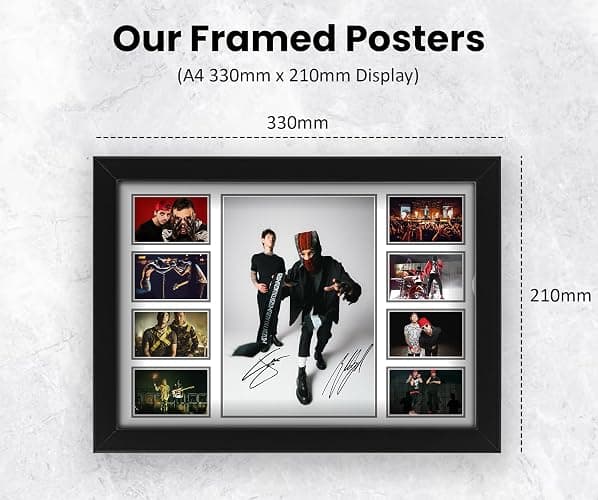 Twenty One Pilots Musical duo Signed Poster Print - Limited Edition Autograph Fan Gift – Collectible Memorabilia Merchandise (Framed A4 (30x21cm)) thumbnail 2