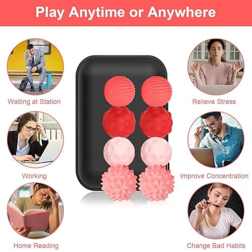 JoyJoyful 8 PCS Magnetic Balls Fidget Toy for Adults Kids, Stress Relief Sensory Toys for Autism, Magnet Fidget Balls, Silicone Textures Gadgets Office Desk Toy, Stocking Stuffers (Red) thumbnail 6