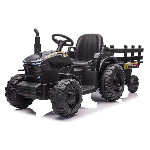 Kids Electric Ride On Tractor, 12v Battery-Powered 4 Wheels Ride On Car with Trailer, 35W Dual Motors/3-Gear-Shift/LED Lights/USB for Toddlers 3-6 Boys/Girls - Image 1