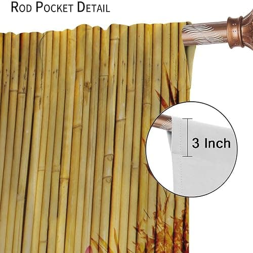 SXXLDNG Bamboo Curtains, Chinese Bamboo Stems and Flower Silhouettes and Shadow Eastern Tropical Exotic Image, Living Room Bedroom Window Drapes 2 Panel Set, 42" X 45" thumbnail 5
