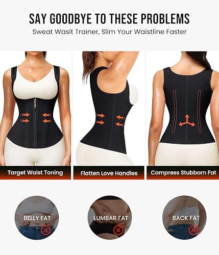 Junlan Waist Trainer for Women - Sauna Suit Sweat Vest for Working Out thumbnail 4