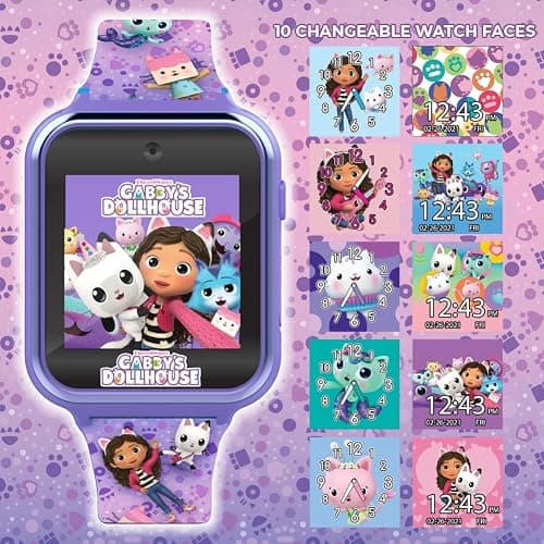 Accutime Kids Gabby's Doll House Purple Educational Touchscreen Smart Watch Toy for Girls, Boys, Toddlers - Selfie Cam, Learning Games, Alarm, Calculator, Pedometer & More (Model: GAB4007AZ) thumbnail 2