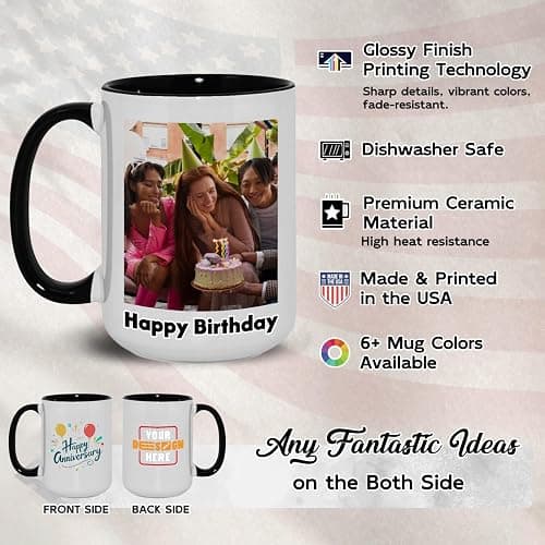 Polinxia Ship Next Day Custom Mug Design Your Own Photo Text Personalized Picture Gifts for Women Men Customized Gift Idea Personalized Coffee Mugs 11oz Black Handle thumbnail 4