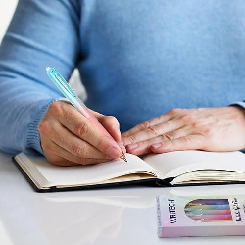 WRITECH Gel Pens Fine Point: Nebula Pen Set 0.7mm Black Ink Retractable 6ct Medium Point Smooth Writing with Aesthetic Gradient Color Barrel for Journaling Note Taking Silent Click No Smear thumbnail 2