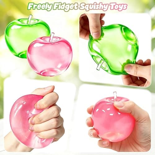 2PCS Apple Squishy, Slushy Apple Squishy, Cute Fruit Slow Rising Sensory Fidget Stress Ball for Anxiety, Christmas Party Favors thumbnail 3