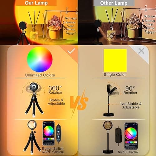 Kangtaixin Sunset Lamp - RGB Sonnenuntergang Lampe - App-Steuerung USB-Anschluss LED Projektor 360 ° Drehbares Romantisches Vision-Stimmungslicht für Fotografie, Selfie, Dopamine, Wohnzimmer Deko thumbnail 5