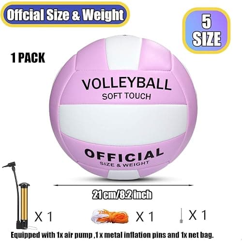 Magicorange Volleyball, 1 Pack Official Size 5 Volleyballs- PU Leather Indoor Outdoor Soft Touch Volleyballs for Beach Play, Game,Gym,Training -Includes Ball Pump thumbnail 2