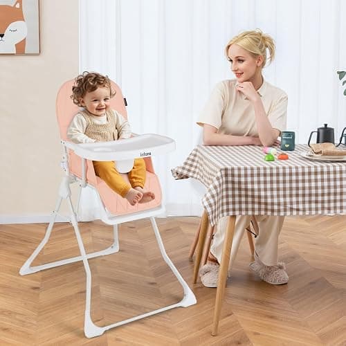 INFANS Baby High Chair, Quick Folding Portable Highchair for Babies and Toddlers with Adjustable Footrest Removable Dishwasher Tray PU Seat, Compact Highchairs for Baby Age 6-36 Months thumbnail 2