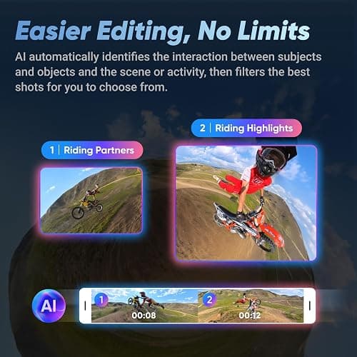 Insta360 X4 Standard Bundle - Waterproof 8K 360 Action Camera, 4K Wide-Angle Video, Invisible Selfie Stick Effect, Removable Lens Guards, 135 Min Battery Life, AI Editing, Stabilization thumbnail 8