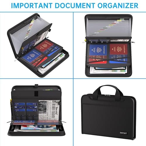 ENGPOW Accordion File Organizer, Fireproof Expanding File Folder with 13 Pockets Document Organizer with Handle & Labels, Portable Home Travel Safe Storage for Letter A4 Files and More, Black thumbnail 5