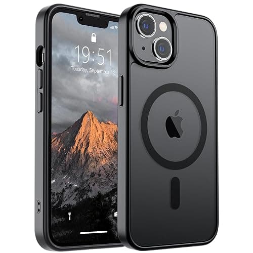 SUPFINE Magnetic for iPhone 14 Case & iPhone 13 Case (Compatible with MagSafe)(Military Grade Drop Protection) Translucent Matte Shockproof Phone Cover,Black - Image 1