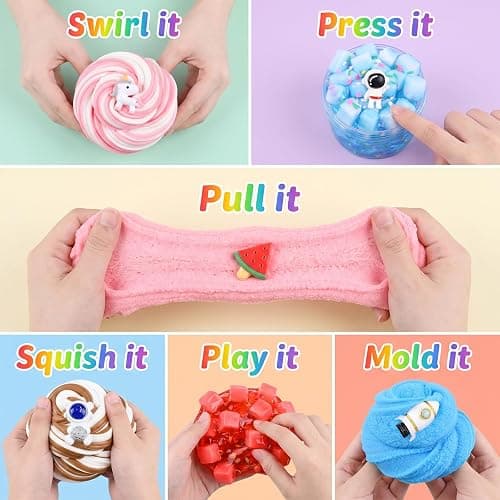 12 Pack Slime Kit, with 4 Butter Slime, 4 Jelly Cube Crunchy Slime and 4 Cloud Slime, Soft and Non-Sticky, DIY Stress Relief Toys for Girl and Boys, Birthday Gift, Party Favor, Classroom Reward thumbnail 3