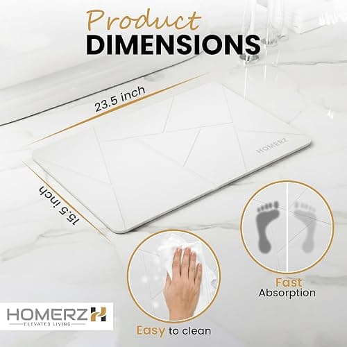 Homerz Stone Bath Mat – Premium Diatomaceous Earth Bath Mat, Rock Absorbent Bath Mats for Bathroom, Modern Stone Drying Mat, Shower Mat Outside Shower, Tapetes para Baño 23.6"x15.3" thumbnail 2