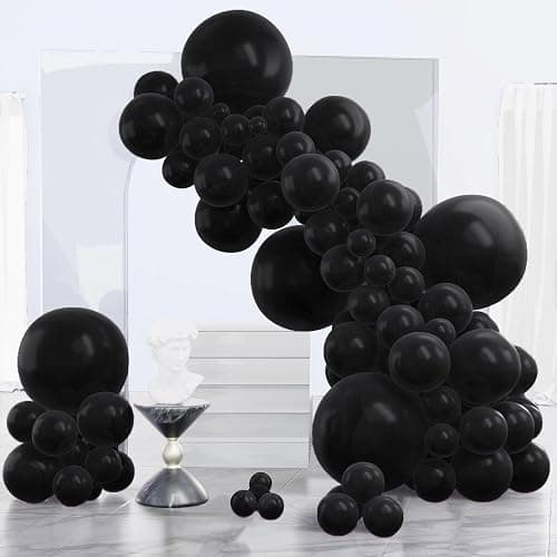 PartyWoo Black Balloons 130 pcs Different Sizes of 18 12 10 5 Inch Black Balloons Arch Kit Garland for Baby Shower Birthday Graduation Casino Gaming Anniversary Race Car Party Decorations Black-Y18 - Image 1