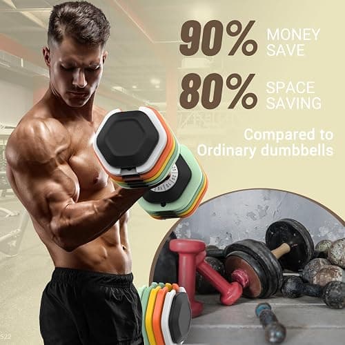 HYPATA 25/55 lbs Pair Adjustable Dumbbell Set, Adjust Dumbbell Weight for Exercises Pair Dumbbells for Men and Women in Home thumbnail 7