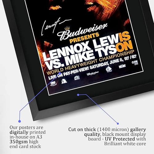 HWC Trading FR A3 Lennox Lewis vs. Mike Tyson Gifts Printed Signed Autograph Poster for Boxer Memorabilia Fans - A3 Framed thumbnail 4
