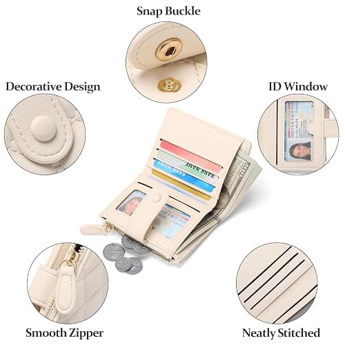GAEKEAO Small Wallet for Women Slim Bifold Leather RFID Blocking Credit Card Holder Wallets Zipper Pocket Coin Purse with ID Window thumbnail 5