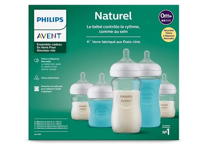 Philips Avent Natural Newborn Glass Gift Set, Baby Bottles with Natural Response Nipples, 3x 4oz (Slow Flow, Flow 2) and 2x 8oz (Medium Flow, Flow 3), 2x Silicone Sleeves, SCD858/01 thumbnail 20