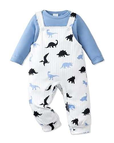 NZRVAWS Newborn Baby Boy Clothes Romper Animal Jumpsuit Overalls Cute Infant Boy Outfit Fall Winter Pant Set 0-18 Months - Image 1