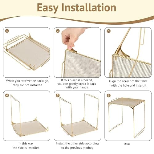 AUECOOME Locker Organizer Shelf Stackable Extra Locker Shelf for School Locker Organizer Storage Cabinet Accessories Suitable for School, Office, and Home use (1, Golden) - 1 - Golden thumbnail 5