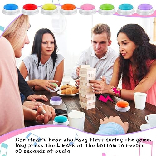 Honoson 8 Pieces Recordable Answer Buzzers Button for Trivia Games Show Buzzers Recording Buttons Gifts for Classroom Team(Elegant Color) thumbnail 5