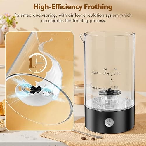IDOSF Cold Foam Maker Frother Blender for Coffee - Handheld-Free - One-Button Battery Powered - Frother for Cold Foam - Ideal Gift (Smoky Black) thumbnail 3