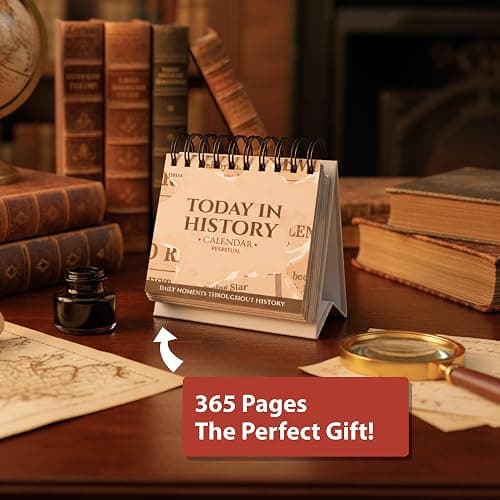 Today in History Perpetual Calendar | Daily World History Facts Desktop Calendar, This Day In Amazing History Trivia Facts & Achievements | History Buff Gift Page A Day Box Calendar with Historical Info For Every Day of The Year thumbnail 8