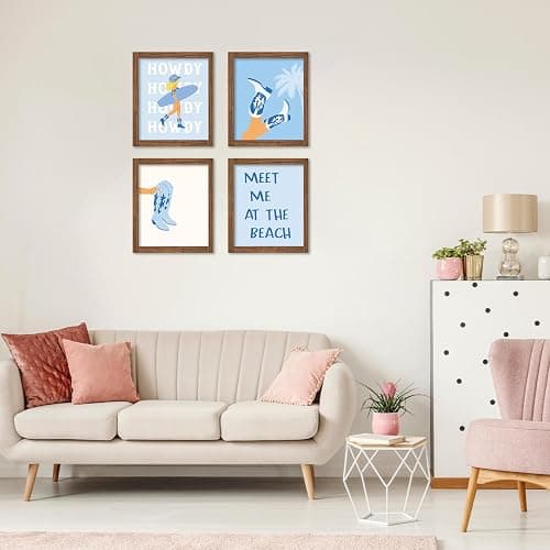JWVK Western Coastal Cowgirl Beach Diamond Art Kits 4 Pack, Blue Ocean Howdy DIY Diamond Gem Painting Art Kits for Girls Kids Adults Beginners, Coastal Cowgirl Granddaughter Room Decor 10x11.8 Inch thumbnail 5