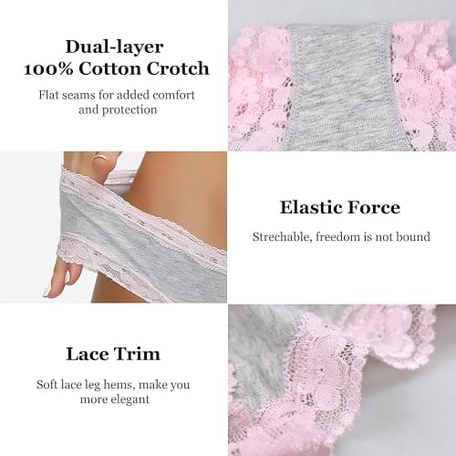 LYYTHAVON Women’s Underwear Soft Breathable Cotton Brief Ladies Panties 5-Pack thumbnail 5