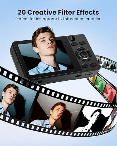 Vitaler Digital Camera with Front Rear Lens, Autofocus 64MP 4K Camera for Photography with 32GB Card, Portable Compact Point and Shoot Camera for Teens Adult Beginner with Metal Shell, 2000mAh Battery thumbnail 7