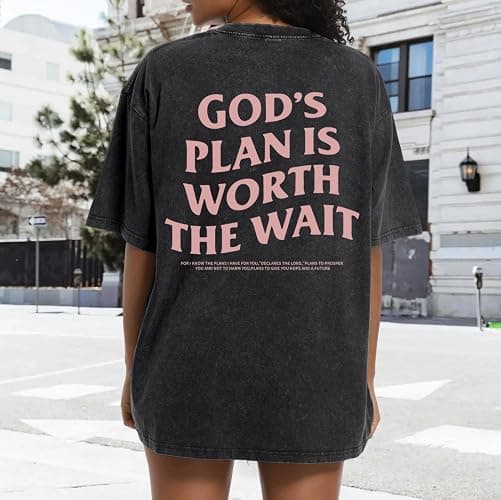 Weetiotio Christian Oversized Shirts for Women God Graphic Tees Shirts Bible Verse Jesus Shirt Religious Acid Wash Tshirts thumbnail 6