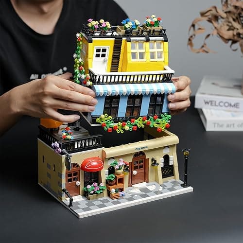 ENJBRICK Flowers City Hotel House Building Kit for Adutls, Creator Building Toy Set with Apartmant and Shops for Girls and Adults 1464 pcs thumbnail 5