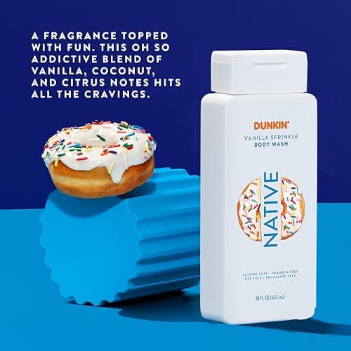 Native Body Wash, Dunkin Vanilla Sprinkle, Contains Naturally Derived Ingredients | For Women & Men, Sulfate, Paraben, & Dye Free Leaving Skin Soft and Hydrated | 18 oz thumbnail 6