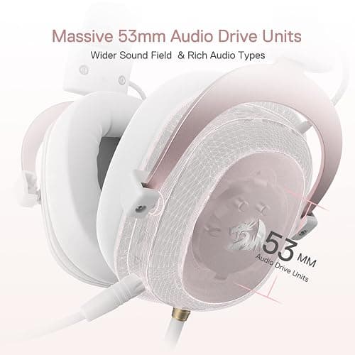 Redragon H510 Zeus White Wired Gaming Headset - 7.1 Surround Sound - Memory Foam Ear Pads - 53MM Drivers - Detachable Microphone - Multi Platforms for PC, PS4/3 & Xbox One/Series X, NS thumbnail 3