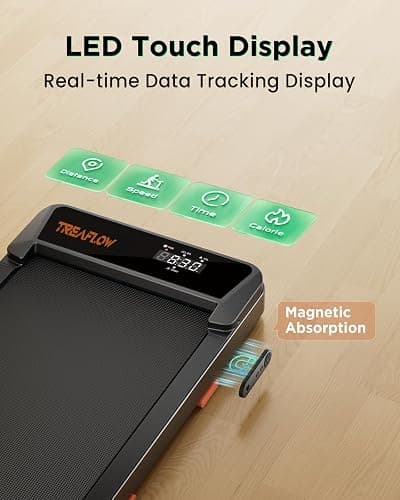 TREAFLOW Walking Pad,Treadmill with Incline for Home Office, 2.5HP Portable Under Desk Treadmill with 265 Lbs Capacity,Remote Control, Led Display thumbnail 6